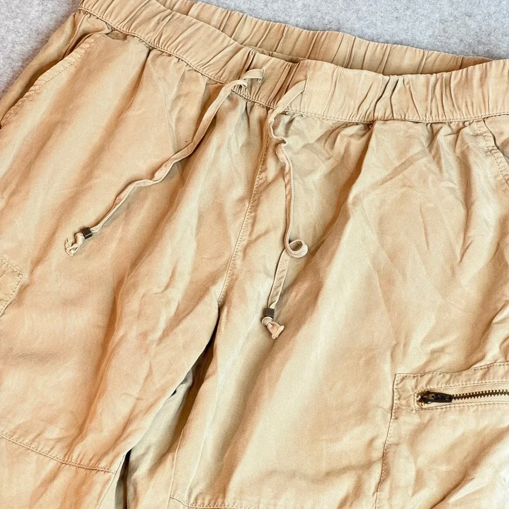 Banana Republic Mens Tan Lyocell Cargo Jogger Pants Elastic Waist Khaki Size M
